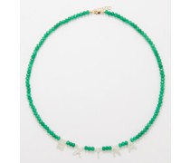 Extra Agate, Mother Of Pearl & 14kt Gold Necklace