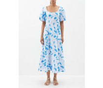 Nell Floral-embroidered Cotton Midi Dress