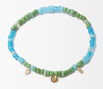 Evil Eye Diamond & 14kt Gold Beaded Anklet