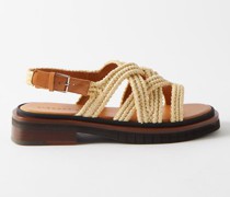 Alana Crossover-strap Raffia Sandals