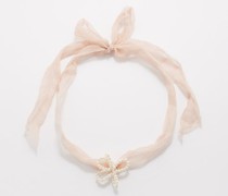 Pearl, Silk Ribbon & 14kt Gold-plated Necklace