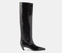 Davis 50 Croc-embossed Leather Knee-high Boots