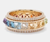 Spinner Diamond, Sapphire & 14kt Gold Ring