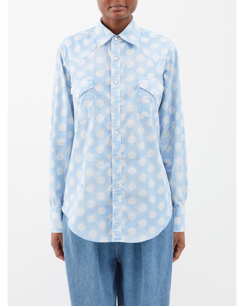 ERL Damen Polka-dot Cotton-poplin Shirt
