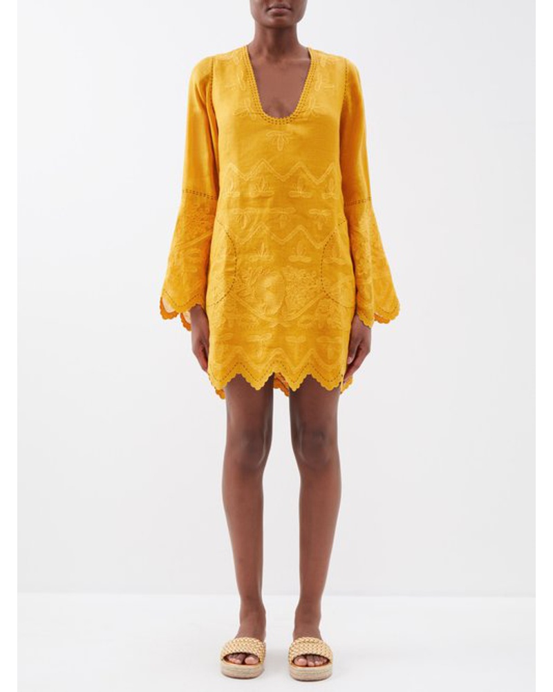 VITA KIN Damen Pippa Embroidered Linen Mini Dress
