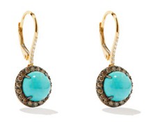 Diamond, Turquoise & 18kt Gold Earrings