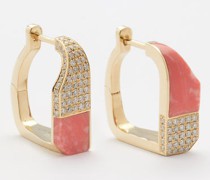 Coral, Diamond & 9kt Gold Earrings