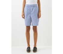 Striped Cotton-poplin Shorts