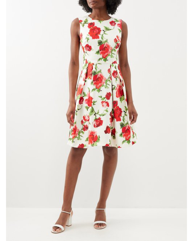 Carolina Herrera New York Damen Rose-print Cotton-blend Dress