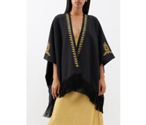 Mantella Embroidered Wool-blend Poncho
