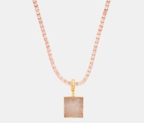 Rose Quartz, Crystal & 18kt Gold-plated Necklace