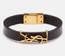 Ysl-plaque Leather Bracelet