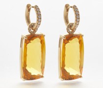 Diamond, Heliodor & 18kt Gold Earrings