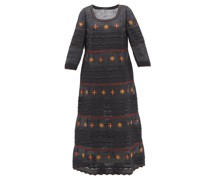 Karina Embroidered-linen Midi Dress