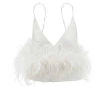 Poppy Feather-trim Crepe Cropped Top