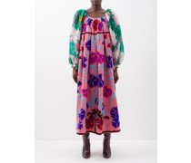 Souzani-embroidered Vintage Cotton And Silk Dress