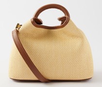 Baozi Leather-trim Raffia Cross-body Bag