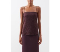 Leopard-jacquard Straight-neck Cami Top