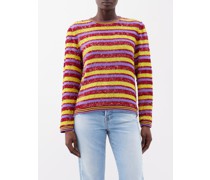Striped Sequinned Jersey Long-sleeved Top