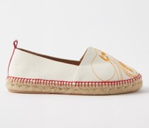 Unlikely Friendship Embroidered Canvas Espadrilles