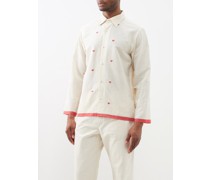 Heart-embroidered Cotton Shirt