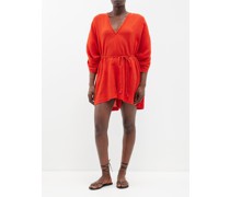 Aaliyah V-neck Crinkle Cotton-gauze Playsuit