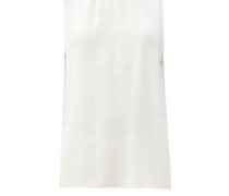 Scoop-back Split-hem Silk Top