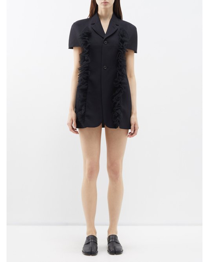 Noir Kei Ninomiya Damen Ruffle-trim Wool-gabardine Mini Jacket Dress