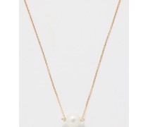 Diamond, Pearl & 14kt Gold Necklace