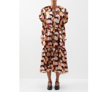Elene Sun-print Silk-crepe De Chine Midi Dress