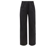 Button-side Recycled-nylon Wide-leg Track Pants