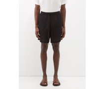 Elasticated-waist Linen-blend Shorts