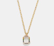 Baguette Rainbow Sapphire & Gold Locket Necklace