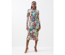 Floral-sequinned Georgette Midi Dress