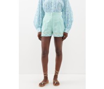 Walt Sequinned Chevron-print Cotton-blend Shorts