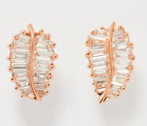 Palm Leaf Diamond & 18kt Rose-gold Earrings