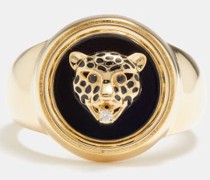 Leopard Diamond & 9kt Gold Signet Ring