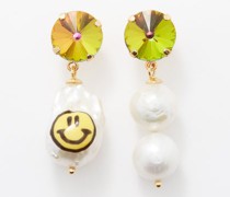 Rainbow Pearl Mismatched Gold-plated Earrings