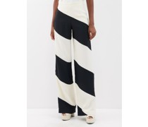 Joan Striped Crepe Wide-leg Trousers