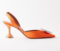 Begum 70 Crystal-embellished Satin Slingback Pumps