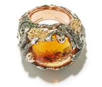 Diamond, Citrine, Tsavorite & 18kt Rose-gold Ring