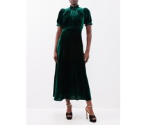 The Irina Puff-sleeve Velvet Maxi Dress