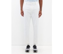 Elasticated-waist Tapered Twill Trousers
