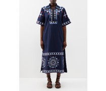 Shania Embroidered Cotton-blend Midi Dress