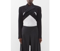Blade Satin-lapel Crepe Cropped Jacket