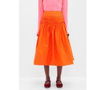 Glenn Taffeta Shirred Midi Skirt
