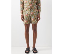 Lucas Floral-print Linen Shorts