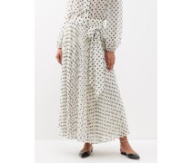 Sunray Polka-dot Recycled-fibre Chiffon Midi Skirt