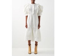 Kiara Pintucked Cotton And Flex-linen Midi Dress