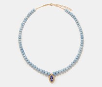 Diamond, Tanzanite, Opal & 14kt Gold Necklace
